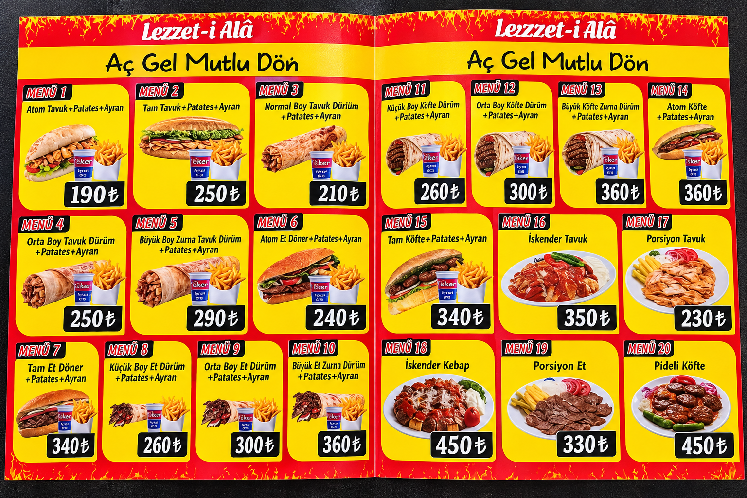 Lezzet-i Ala menü 1-20 broşürü